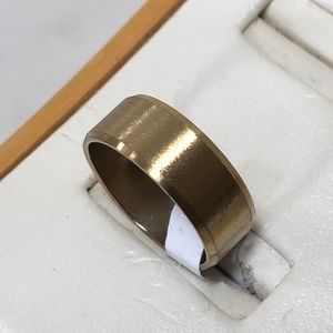 New Stainless Steel Yellow Men's Women's Wedding Wide Flat Band 7mm Size 6.25